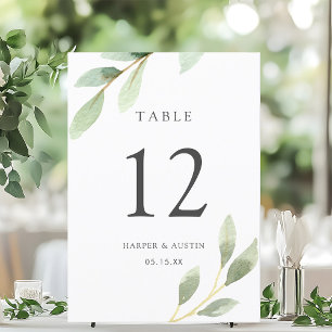 Convites Número de Mesa de Casamento Botânico Folhagem Verd