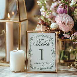 Convites Número de Mesa de Casamento Botânico Verde Floral