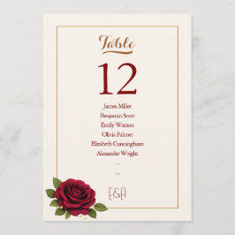 Convites Número de Mesa de Casamento Burgundy e Marfim Eleg