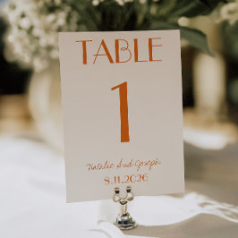 Convites Número de Mesa de Casamento Caprichoso Laranja Mod