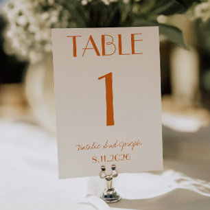 Convites Número de Mesa de Casamento Caprichoso Laranja Mod