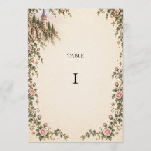 Número de Mesa de Casamento Castelo Rosa Conto de