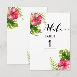 Convites Número de Mesa de Casamento Chic Hibisco Tropical 