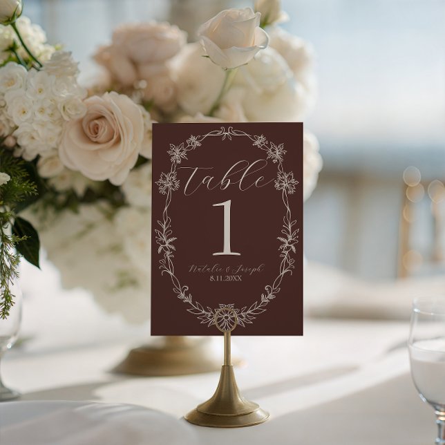 Convites Número de Mesa de Casamento Chocolate Cacau Old Mo (Criador carregado)