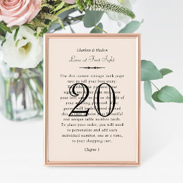 Convites Número de Mesa de Casamento Citação de Amor Elegan