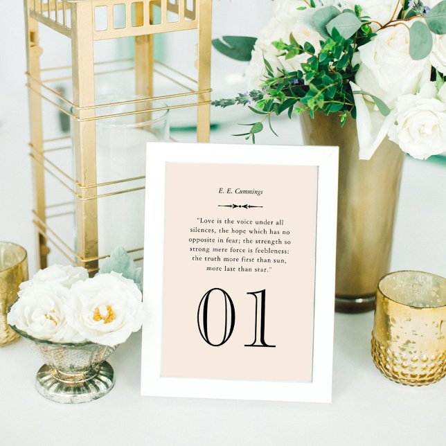 Convites Número de Mesa de Casamento Citação de Amor Elegan (Criador carregado)