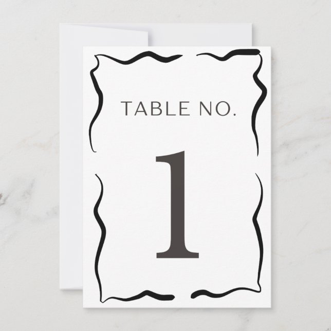 Convites Número de Mesa de Casamento Clássico – Borda Preta (Frente)