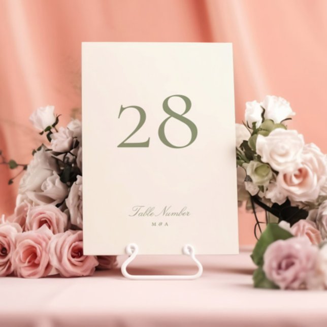 Convites Número de Mesa de Casamento Clássico Elegante Verd (Criador carregado)