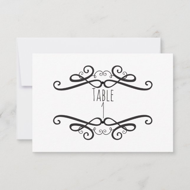 Convites Número de Mesa de Casamento Clássico Preto e Branc (Frente)