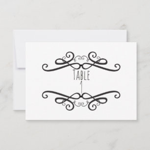 Convites Número de Mesa de Casamento Clássico Preto e Branc
