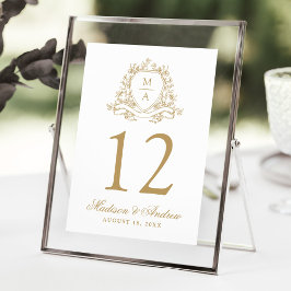 Convites Número de Mesa de Casamento com Brasão Floral Dour