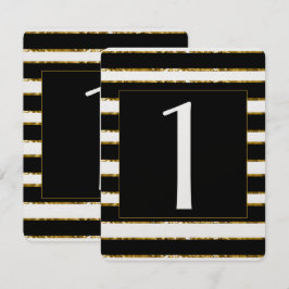 Convites Número de Mesa de Casamento com Brilho Preto Branc