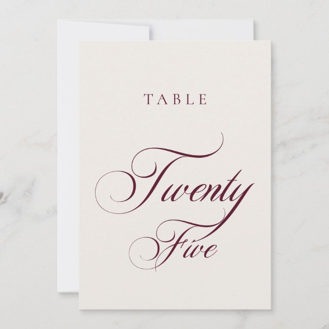 Convites Número de Mesa de Casamento com Caligrafia Clássic (Frente)