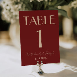 Convites Número de Mesa de Casamento com Creme Vermelho Esc