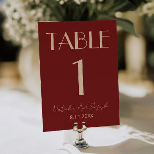 Convites Número de Mesa de Casamento com Creme Vermelho Esc