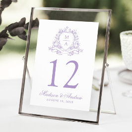 Convites Número de Mesa de Casamento com Crista Floral de L