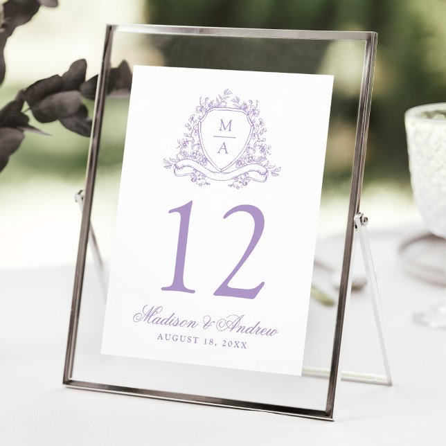 Convites Número de Mesa de Casamento com Crista Floral de L (Criador carregado)