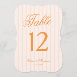 Convites Número de Mesa de Casamento com Faixa Rosa Laranja