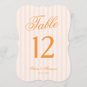 Convites Número de Mesa de Casamento com Faixa Rosa Laranja
