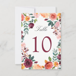 Convites Número de Mesa de Casamento com Flores Rosa Bege B