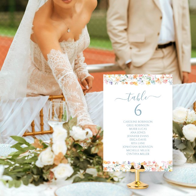Convites Número de Mesa de Casamento com Flores Silvestres  (Criador carregado)