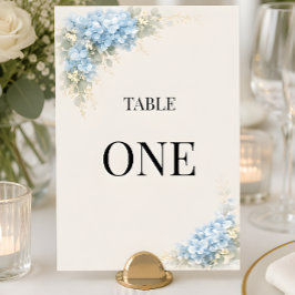 Convites Número de Mesa de Casamento com Hortênsia Azul Lux