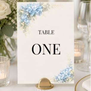 Convites Número de Mesa de Casamento com Hortênsia Azul Lux