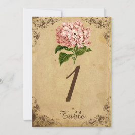 Convites Número de Mesa de Casamento com Hortênsias Vintage