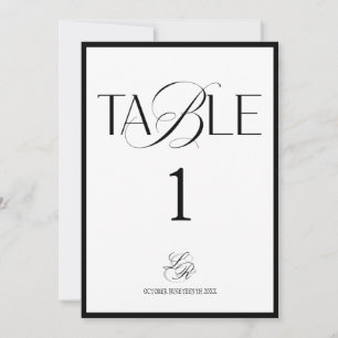 Convites Número de Mesa de Casamento com Monograma de Dinhe