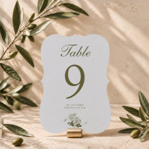 Convites Número de Mesa de Casamento com Monograma de Oliva