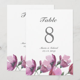 Convites Número de mesa de casamento com pintura aquarela r