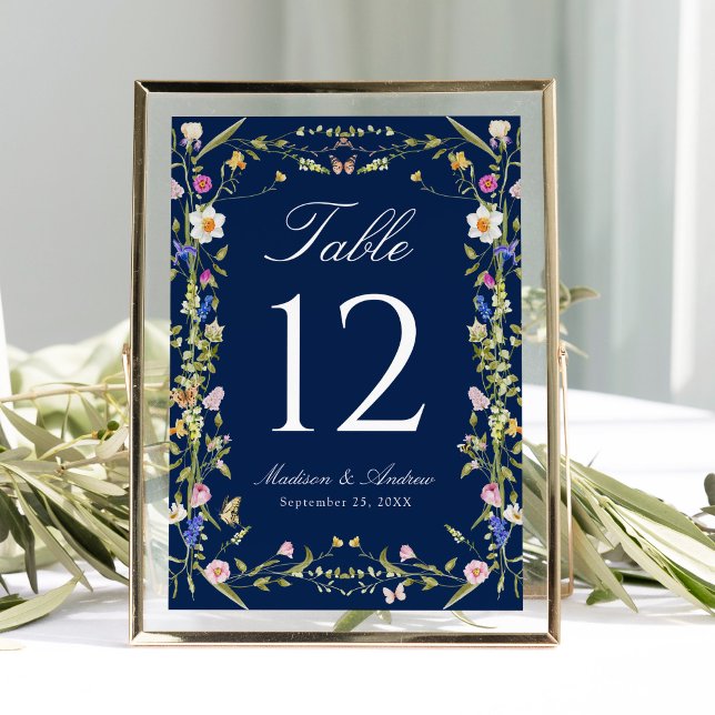 Convites Número de Mesa de Casamento com Prado de Flores Si (Criador carregado)