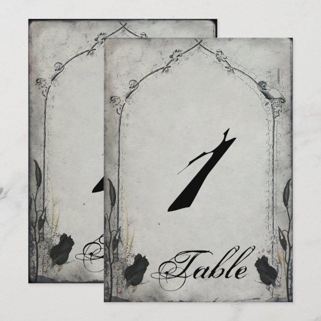 Convites Número de Mesa de Casamento com Treliça Rosa Negra (Frente/Verso)