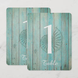 Convites Número de Mesa de Casamento Concha Azul do Mar na 