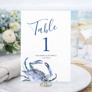 Convites Número de Mesa de Casamento de Caranguejo Aquarela