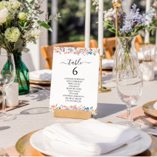 Convites Número de Mesa de Casamento de Flores Silvestres C
