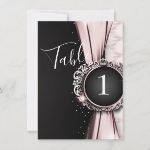 Convites Número de Mesa de Casamento de Luxo Rosa e Preto E