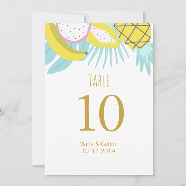 Convites Número de mesa de casamento de verão botânico trop (Frente)