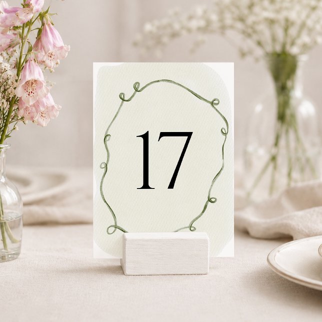 Convites Número de Mesa de Casamento de Videira Verde Botân (Criador carregado)