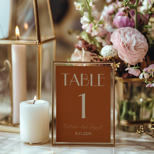 Convites Número de Mesa de Casamento Dourado Laranja Queima