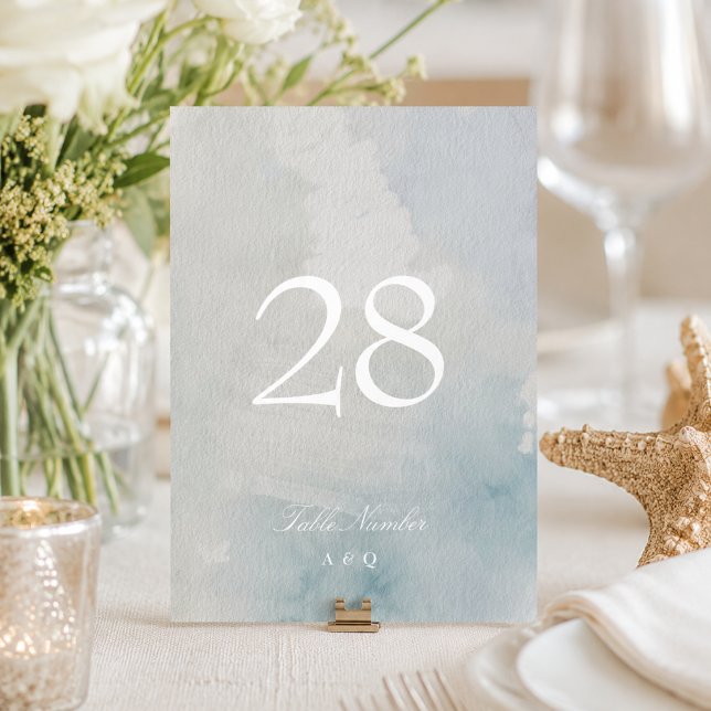 Convites Número de Mesa de Casamento Elegante Costeiro 5 x  (Criador carregado)