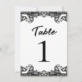 Convites Número de Mesa de Casamento Elegante Preto e Branc