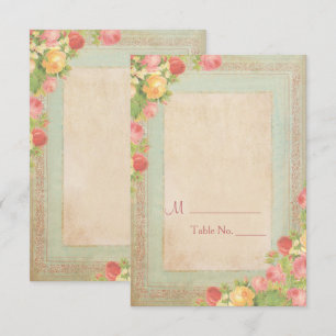 Convites Número de Mesa de Casamento Elegante Vintage Rosas