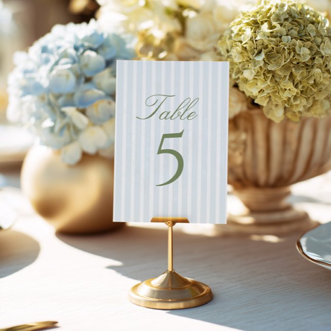 Convites Número de Mesa de Casamento Elegantes Listras Azui (Criador carregado)