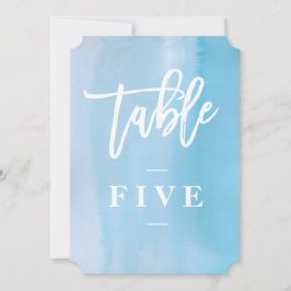 Convites Número de mesa de casamento em aquarela azul
