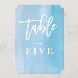 Convites Número de mesa de casamento em aquarela azul