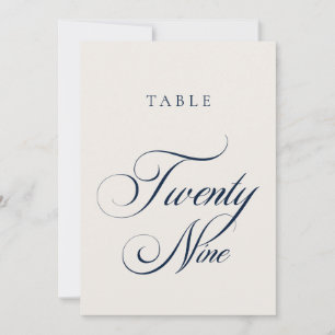 Convites Número de Mesa de Casamento em Caligrafia Azul Clá