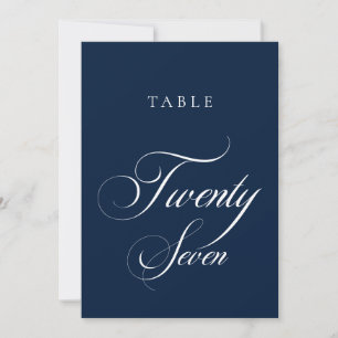 Convites Número de Mesa de Casamento em Caligrafia Azul Clá