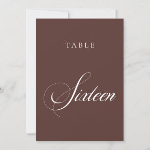Convites Número de Mesa de Casamento em Caligrafia Marrom C