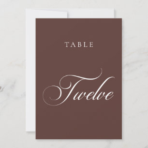 Convites Número de Mesa de Casamento em Caligrafia Marrom C